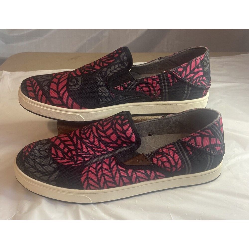 Men's Olukai Pow Wow Hot Pink & Gray Tribal Design Slip On Shoes-Size 10-Rare - Picture 10 of 16